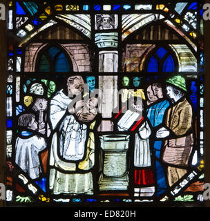 West Window detail, St. George`s Church, Didbrook, Gloucestershire, England, UK Stock Photo